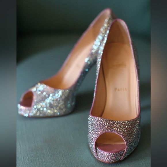 Christian Louboutin Swarovski Crystal Embellished Peep Toe size 39 - Picture 2 of 10